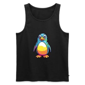 Penguin Colorful Watercolor Cartoon Kawaii Animal - Men's Premium Organic Tank Top - black - Front - Michal (187cm)