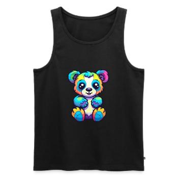 Panda Colorful Watercolor Cartoon Kawaii Animal - Men's Premium Organic Tank Top - black - Front - Michal (187cm)