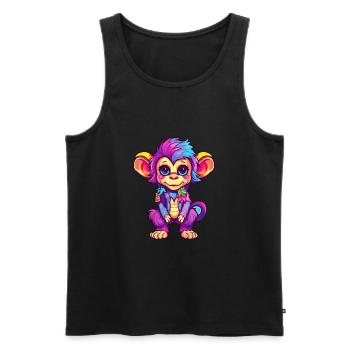 Monkey Colorful Watercolor Cartoon Kawaii Animal - Men's Premium Organic Tank Top - black - Front - AI Model Male 178 light (178cm)