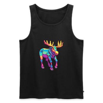 Moose Colorful Watercolor Cartoon Kawaii Animal - Men's Premium Organic Tank Top - black - Front - Michal (187cm)