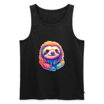 Faultier buntes Aquarell Cartoon Kawaii Tier - Männer Premium Bio Tank Top - Schwarz - Vorne - AI Model Male 178 light (178cm)