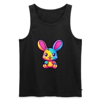 Rabbit Colorful Watercolor Cartoon Kawaii Animal - Men's Premium Organic Tank Top - black - Front - Michal (187cm)