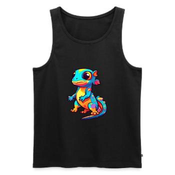 Salamander Colorful Watercolor Cartoon Kawaii Anim - Men's Premium Organic Tank Top - black - Front - Michal (187cm)