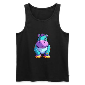 Hippo Colorful Watercolor Cartoon Kawaii Animal - Men's Premium Organic Tank Top - black - Front - AI Model Male 178 light (178cm)