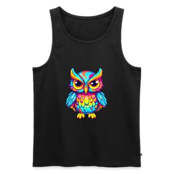 Owl Colorful Watercolor Cartoon Kawaii Animal - Men's Premium Organic Tank Top - black - Front - Michal (187cm)