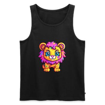 Lion Aquarelle Colorée Dessin Animé Kawaii Animal - Débardeur bio Premium Homme - noir - Devant - Michal (187cm)
