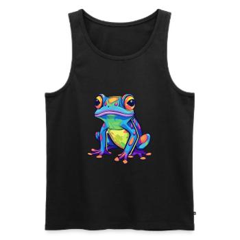 Grenouille Aquarelle Colorée Dessin Animé Kawaii Animal - Débardeur bio Premium Homme - noir - Devant - Michal (187cm)