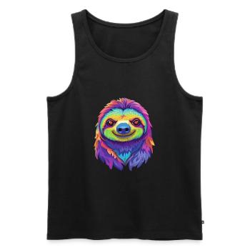 Faultier buntes Aquarell Cartoon Kawaii Tier - Männer Premium Bio Tank Top - Schwarz - Vorne - AI Model Male 178 light (178cm)