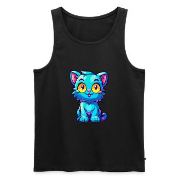 Katze buntes Aquarell Cartoon Kawaii Tier - Männer Premium Bio Tank Top - Schwarz - Vorne - Michal (187cm)