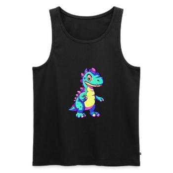 Dinosaure Aquarelle Colorée Dessin Animé Kawaii Animal - Débardeur bio Premium Homme - noir - Devant - Michal (187cm)