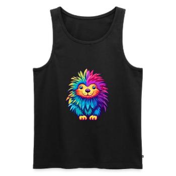 Porcupine Colorful Watercolor Cartoon Kawaii Anima - Men's Premium Organic Tank Top - black - Front - Michal (187cm)