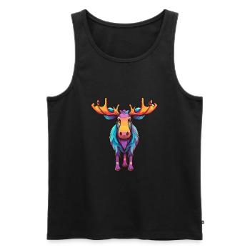 Moose Colorful Watercolor Cartoon Kawaii Animal - Men's Premium Organic Tank Top - black - Front - Michal (187cm)