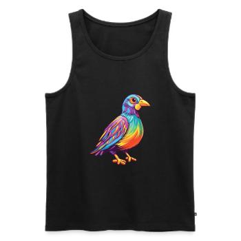 Perdrix Aquarelle Colorée Dessin Animé Kawaii Anima - Débardeur bio Premium Homme - noir - Devant - Michal (187cm)