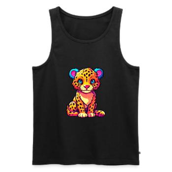 Leopard Colorful Watercolor Cartoon Kawaii Animal - Men's Premium Organic Tank Top - black - Front - AI Model Male 178 light (178cm)