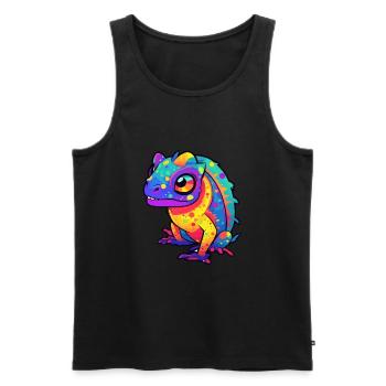 Lizard Colorful Watercolor Cartoon Kawaii Animal - Men's Premium Organic Tank Top - black - Front - AI Model Male 178 light (178cm)
