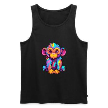 Monkey Colorful Watercolor Cartoon Kawaii Animal - Men's Premium Organic Tank Top - black - Front - AI Model Male 178 light (178cm)