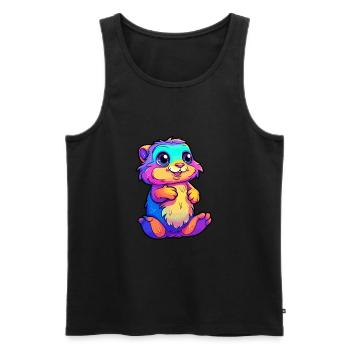 Gopher Colorful Watercolor Cartoon Kawaii Animal - Men's Premium Organic Tank Top - black - Front - AI Model Male 178 light (178cm)