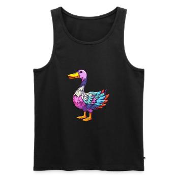 Goose Colorful Watercolor Cartoon Kawaii Animal - Men's Premium Organic Tank Top - black - Front - Michal (187cm)