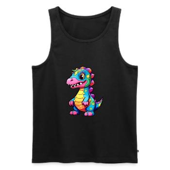 Dinosaure Aquarelle Colorée Dessin Animé Kawaii Animal - Débardeur bio Premium Homme - noir - Devant - Michal (187cm)