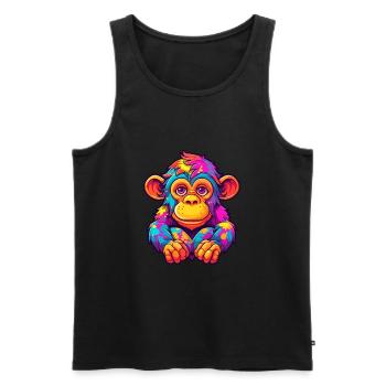 Chimpanzé Aquarelle Colorée Dessin Animé Kawaii Anim - Débardeur bio Premium Homme - noir - Devant - Michal (187cm)