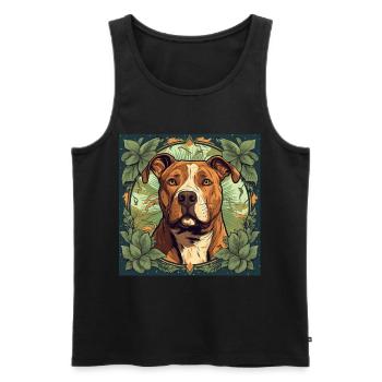 American Pitbull Terrier Hund - Männer Premium Bio Tank Top - Schwarz - Vorne - AI Model Male 178 light (178cm)