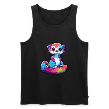Ferret Colorful Watercolor Cartoon Kawaii Animal - Men's Premium Organic Tank Top - black - Front - Michal (187cm)
