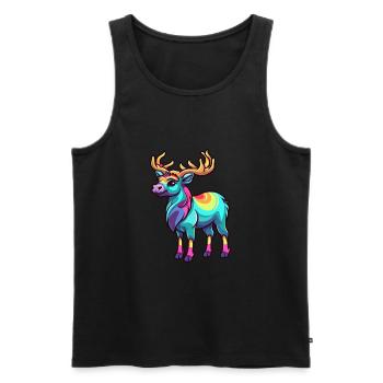 Karibu buntes Aquarell Cartoon Kawaii Tier - Männer Premium Bio Tank Top - Schwarz - Vorne - AI Model Male 178 light (178cm)