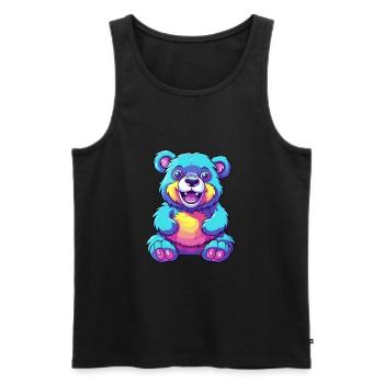 Ours Aquarelle Colorée Dessin Animé Kawaii Animal - Débardeur bio Premium Homme - noir - Devant - Michal (187cm)