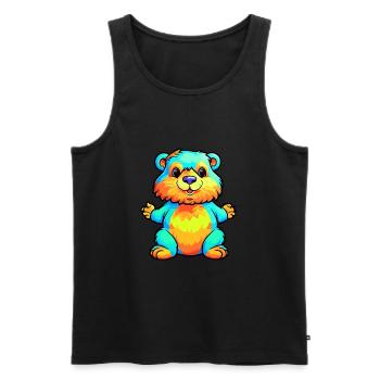 Beaver Colorful Watercolor Cartoon Kawaii Animal - Men's Premium Organic Tank Top - black - Front - Michal (187cm)