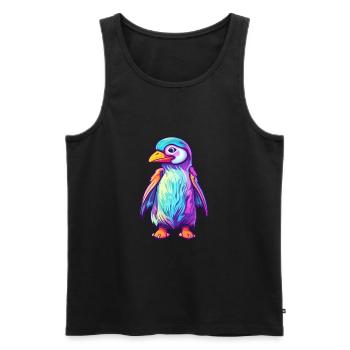 Penguin Colorful Watercolor Cartoon Kawaii Animal - Men's Premium Organic Tank Top - black - Front - Michal (187cm)