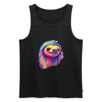 Faultier buntes Aquarell Cartoon Kawaii Tier - Männer Premium Bio Tank Top - Schwarz - Vorne - AI Model Male 178 light (178cm)