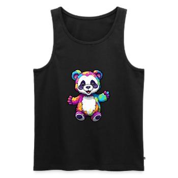 Panda Colorful Watercolor Cartoon Kawaii Animal - Men's Premium Organic Tank Top - black - Front - Michal (187cm)