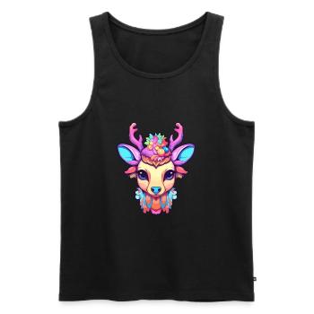 Cerf Aquarelle Colorée Dessin Animé Kawaii Animal - Débardeur bio Premium Homme - noir - Devant - Michal (187cm)