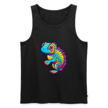 Chameleon Colorful Watercolor Cartoon Kawaii Anima - Men's Premium Organic Tank Top - black - Front - Michal (187cm)