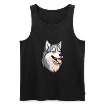Alaskan Husky Dog Breed Cartoon Kawaii Illustratio - Men's Premium Organic Tank Top - black - Front - AI Model Male 178 light (178cm)
