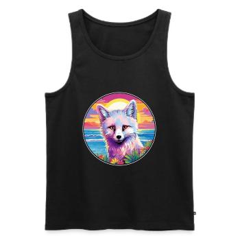 Polarfuchs Bunte Aquarell-Karikatur Kawaii Haustier - Männer Premium Bio Tank Top - Schwarz - Vorne - AI Model Male 178 light (178cm)