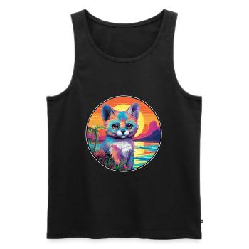 Aye Aye Bunte Aquarell-Karikatur Kawaii-Tier - Männer Premium Bio Tank Top - Schwarz - Vorne - AI Model Male 178 light (178cm)