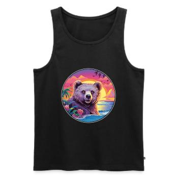 Bear Colorful Watercolor Cartoon Kawaii Animal - Men's Premium Organic Tank Top - black - Front - AI Model Male 178 light (178cm)