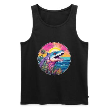 Barracuda Aquarelle Colorée Dessin Animé Kawaii Pet - Débardeur bio Premium Homme - noir - Devant - AI Model Male 178 light (178cm)