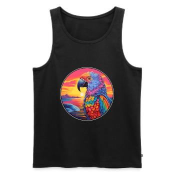 Oiseau Aquarelle Colorée Dessin Animé Kawaii Animal - Débardeur bio Premium Homme - noir - Devant - Michal (187cm)
