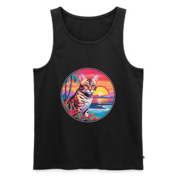Rotluchs buntes Aquarell Karikatur Kawaii Tier - Männer Premium Bio Tank Top - Schwarz - Vorne - AI Model Male 178 light (178cm)