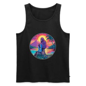 Big Foot Colorful Watercolor Cartoon Kawaii Animal - Men's Premium Organic Tank Top - black - Front - Michal (187cm)