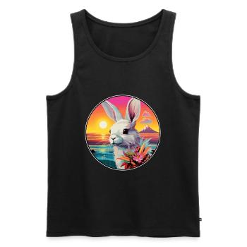Lapin Aquarelle Colorée Dessin Animé Kawaii Animal - Débardeur bio Premium Homme - noir - Devant - Michal (187cm)
