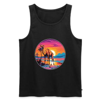 Camel Colorful Watercolor Cartoon Kawaii Animal - Men's Premium Organic Tank Top - black - Front - AI Model Male 178 light (178cm)