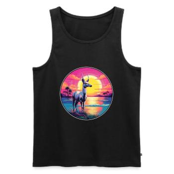 Karibu buntes Aquarell Cartoon Kawaii Tier - Männer Premium Bio Tank Top - Schwarz - Vorne - AI Model Male 178 light (178cm)