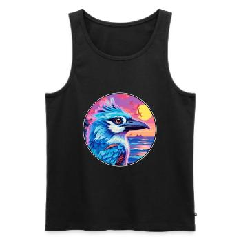 Blue Jay Colorful Watercolor Cartoon Kawaii Animal - Men's Premium Organic Tank Top - black - Front - AI Model Male 178 light (178cm)