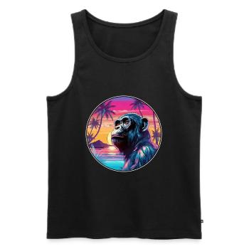 Bonobo Colorful Watercolor Cartoon Kawaii Animal - Men's Premium Organic Tank Top - black - Front - Michal (187cm)