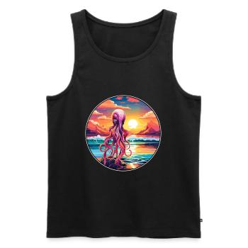 Squid Colorful Watercolor Cartoon Kawaii Animal - Men's Premium Organic Tank Top - black - Front - Michal (187cm)