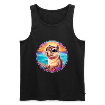 Chipmunk Colorful Watercolor Cartoon Kawaii Animal - Men's Premium Organic Tank Top - black - Front - AI Model Male 178 light (178cm)