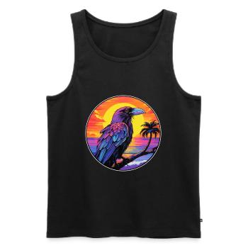 Crow Colorful Watercolor Cartoon Kawaii Animal - Men's Premium Organic Tank Top - black - Front - Michal (187cm)